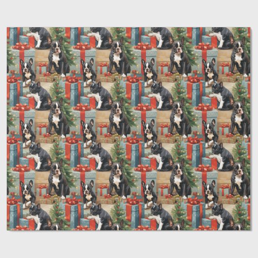 Frenchie Wonderland Kerstmis Cadeaupapier (Vlak)