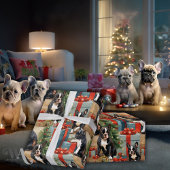 Frenchie Wonderland Kerstmis Cadeaupapier