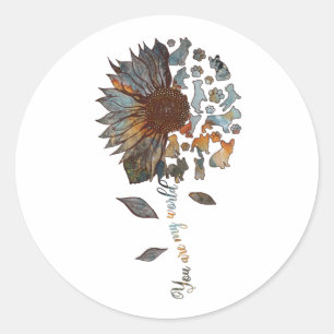 Frenchie Zonnebloem Je bent mijn Hondenliefhebbers Ronde Sticker