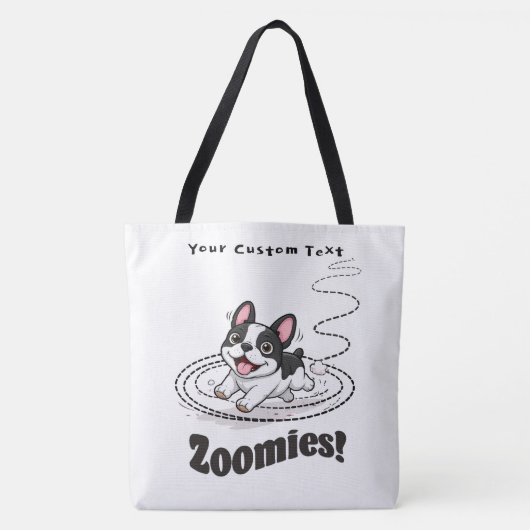 Frenchie Zoomies-Cute Franse Bulldog Tote Bag (Voorkant)