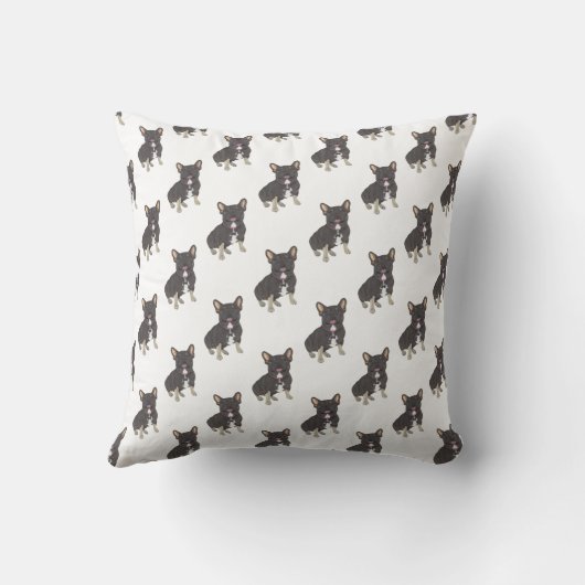 Frenchie (zwart en lichtbruin driekleurig) kussen (Achterkant)