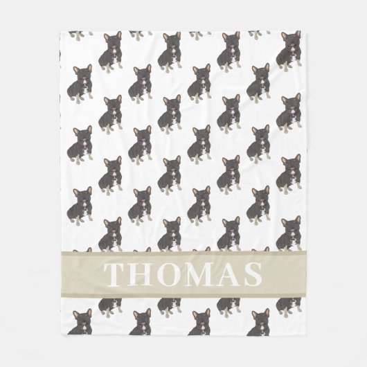Frenchie (Zwart & Lichtbruin Driekleurig)  Fleece Deken (Voorkant)