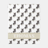 Frenchie (Zwart met Lichtbruine Driekleur)  Fleece Deken (Voorkant)