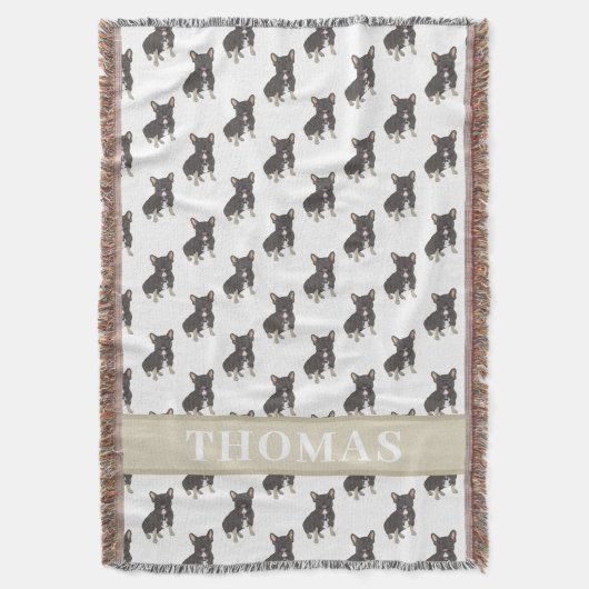 Frenchie (zwart & tan driekleurig) deken (Voorkant Verticaal)