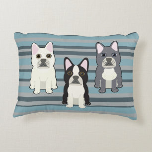 Frenchies Blauw Gestreepte Accent Kussen