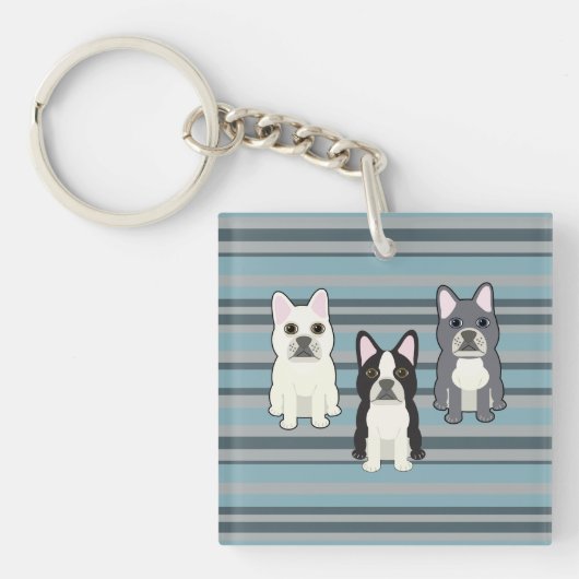 Frenchies Blue Striped Sleutelhanger (voorkant)