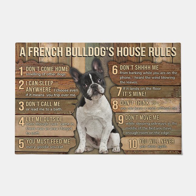 Frenchies Doormat, Dog Decor, French Bulldog Deurmat (Voorkant)