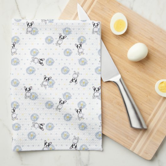 Frenchies en Daisies Theedoek (Quarter Fold)