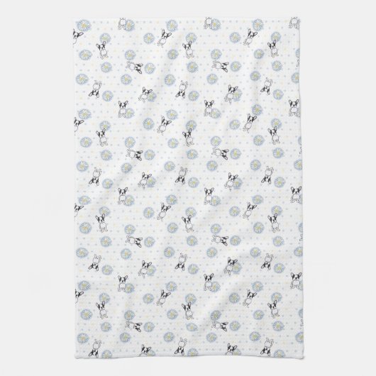 Frenchies en Daisies Theedoek (Verticaal)