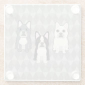 Frenchies Gray Diamonds Glazen Onderzetter (Achterkant)