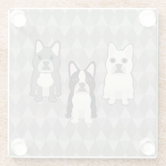 Frenchies Gray Diamonds Glazen Onderzetter (Achterkant)