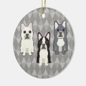 Frenchies Gray Diamonds Keramisch Ornament (Links)