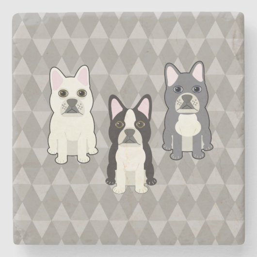 Frenchies Gray Diamonds Stenen Onderzetter (Voorkant)