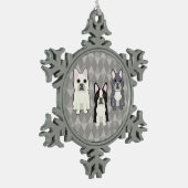 Frenchies Gray Diamonds Tin Sneeuwvlok Ornament (Links)