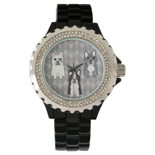Frenchies Grijze Diamanten Horloge (Voorkant)