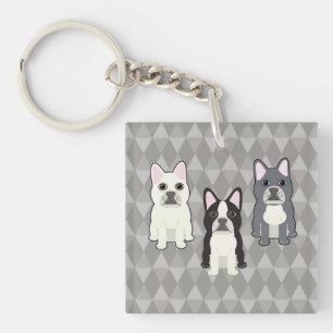 Frenchies Grijze Diamanten Sleutelhanger