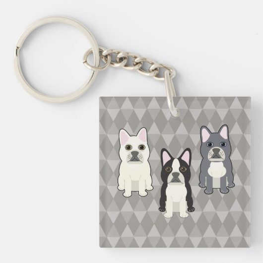 Frenchies Grijze Diamanten Sleutelhanger (voorkant)