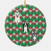 Frenchies Holiday Diamonds Keramisch Ornament (Achterkant)