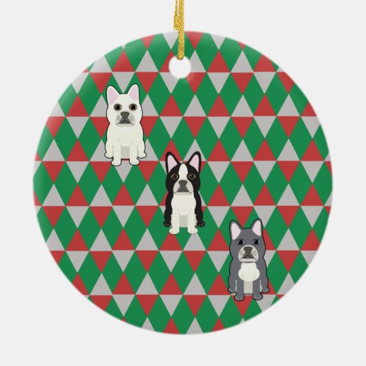 Frenchies Holiday Diamonds Keramisch Ornament (Achterkant)