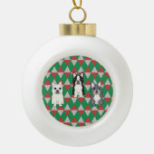 Frenchies Holiday Diamonds Keramische Bal Ornament (Voorkant)