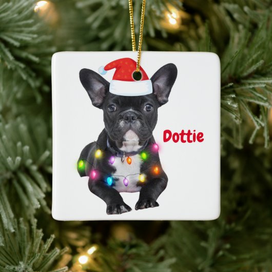 frenchies kerstcadeau voor bulldog liefhebbers cer keramisch ornament (Boom)