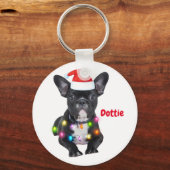 frenchies kerstcadeau voor bulldog liefhebbers cer sleutelhanger (Voorkant)