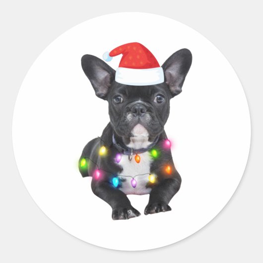 frenchies kerstcadeau voor bulldog liefhebbers ronde sticker (Voorkant)