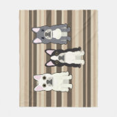 Frenchies Neutral Striped Fleece Deken (Voorkant)