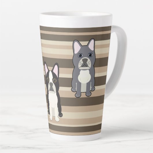 Frenchies Neutral Striped Latte Mok (Rechterhoek)