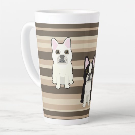 Frenchies Neutral Striped Latte Mok (Linkerhoek)