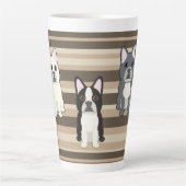 Frenchies Neutral Striped Latte Mok (Voorkant)