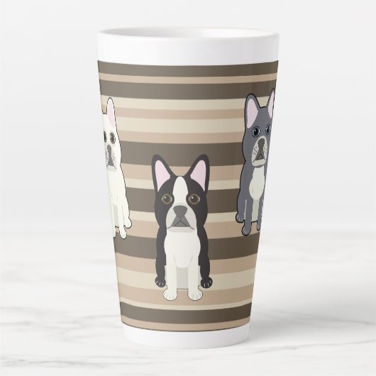 Frenchies Neutral Striped Latte Mok (Voorkant)