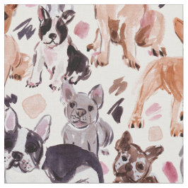 FRENCHIES Painterly Waterverf Dogs Stof