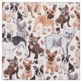 FRENCHIES Painterly Waterverf Dogs Stof