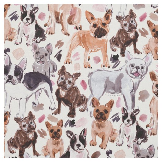 FRENCHIES Painterly Waterverf Dogs Stof (Swatch)