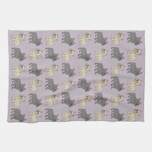 Frenchies, Purple Theedoek (Horizontaal)