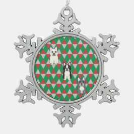 Frenchies Vakantiediamanten Tin Sneeuwvlok Ornament