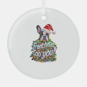Frenchmas aan u Bulldog Dog Tree Christmas Light Glas Ornament