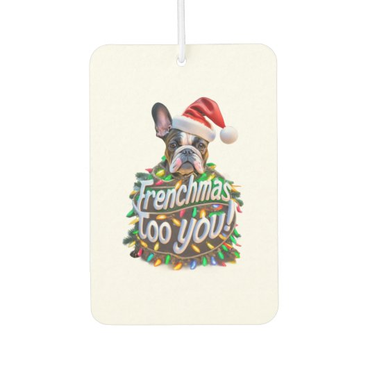 Frenchmas aan u Bulldog Dog Tree Christmas Light Luchtverfrisser (Voorkant)