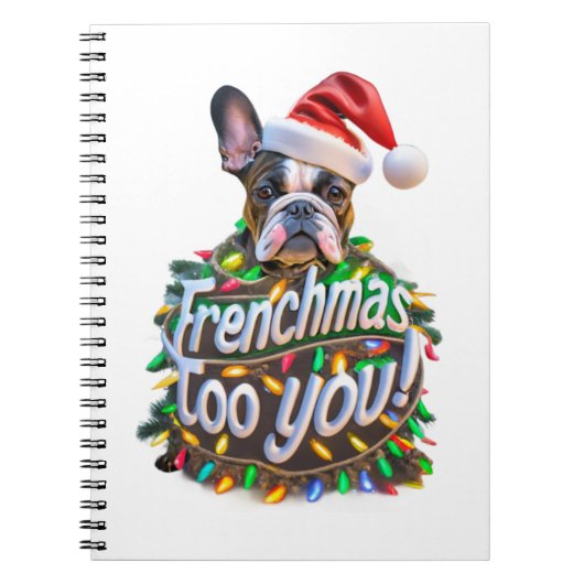 Frenchmas aan u Bulldog Dog Tree Christmas Light Notitieboek (Voorkant)