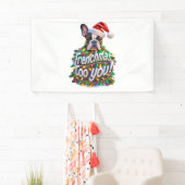 Frenchmas aan u Bulldog Dog Tree Christmas Light Spandoek (Insitu)