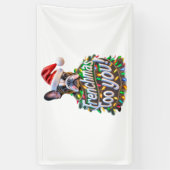 Frenchmas aan u Bulldog Dog Tree Christmas Light Spandoek (Verticaal)