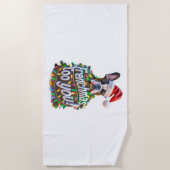 Frenchmas aan u Bulldog Dog Tree Christmas Light Strandlaken (Voorkant)