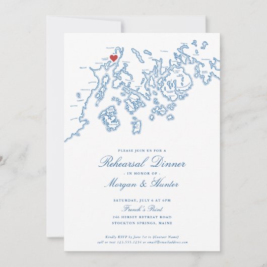 French's Point Maine Huwelijk repetitie diner Kaart (Voorkant)