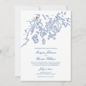 French's Point Maine Kaart Elegant Bruiloft (Voorkant)