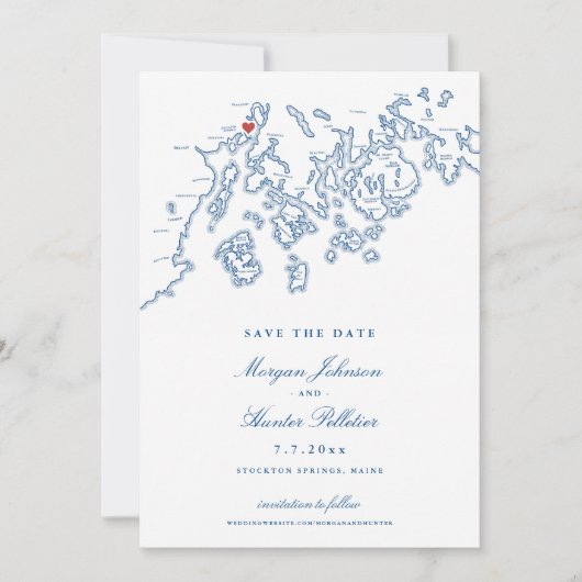 French's Point Stockton Springs Maine Bruiloft Save The Date (Voorkant)