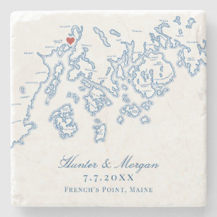 French's Point Stockton Springs Maine Kaart Bruilo Stenen Onderzetter