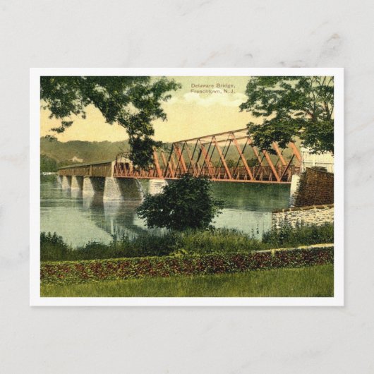 Frenchtown NJ Delaware River Bridge jaren 1910 Briefkaart (Voorkant)