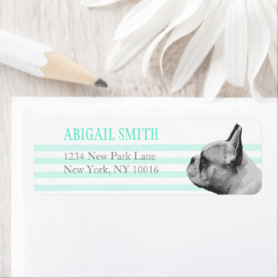 Frenchy Blauwgroen & witte strepen Retouradreslabe Etiket