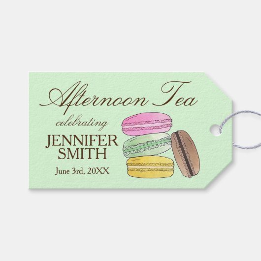Frenh Macarons Wedding Shower vanmiddag Tea Cadeaulabel (Voorkant (Horizontaal))